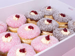 Load image into Gallery viewer, 12 Chocolate &amp; Strawberry Lamington Donuts
