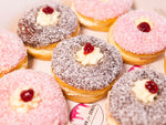 Load image into Gallery viewer, 12 Chocolate &amp; Strawberry Lamington Donuts
