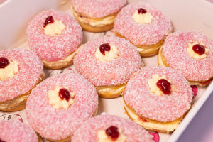 12 Strawberry Lamington Donuts