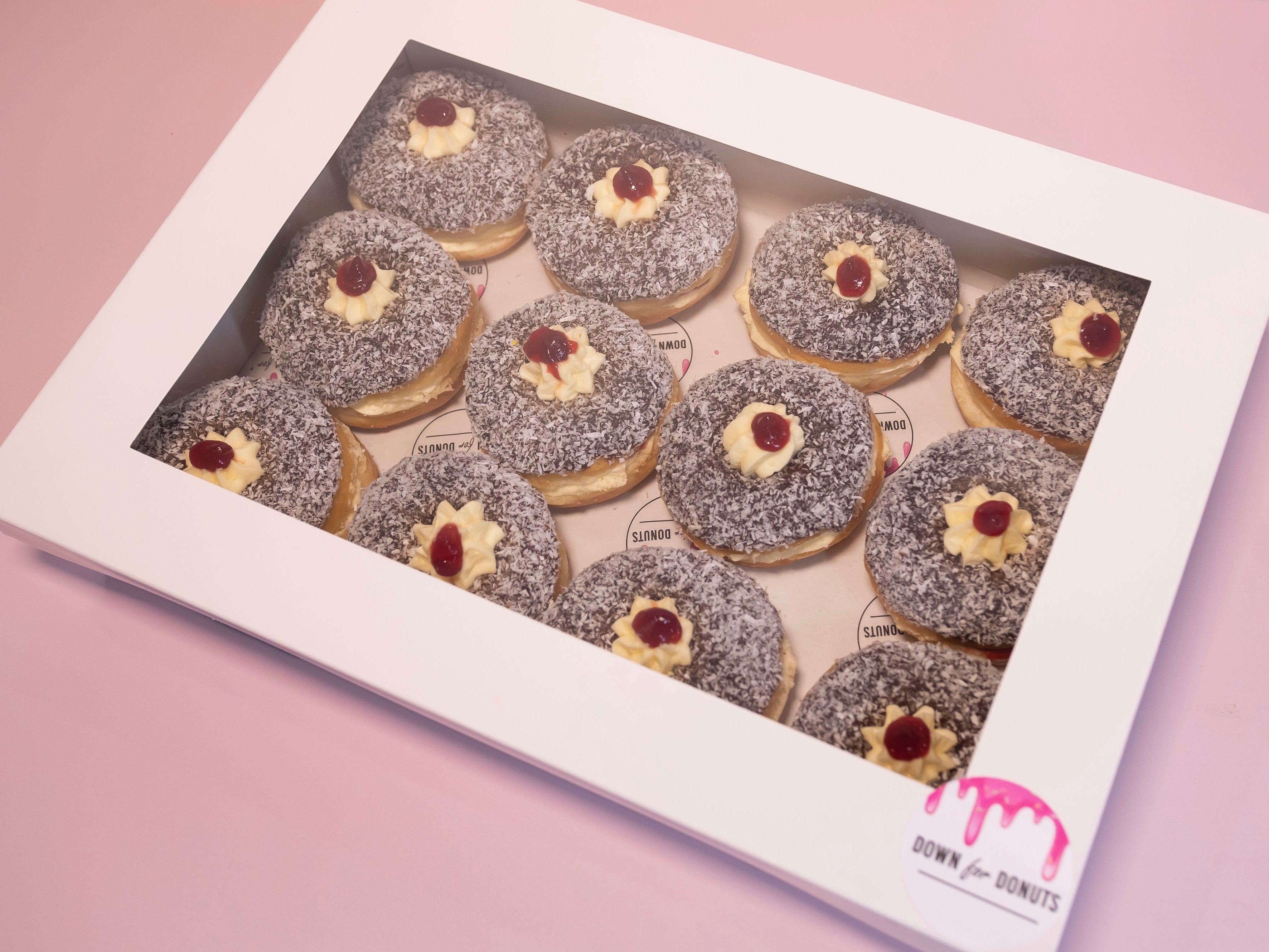 12 Chocolate Lamington Donuts