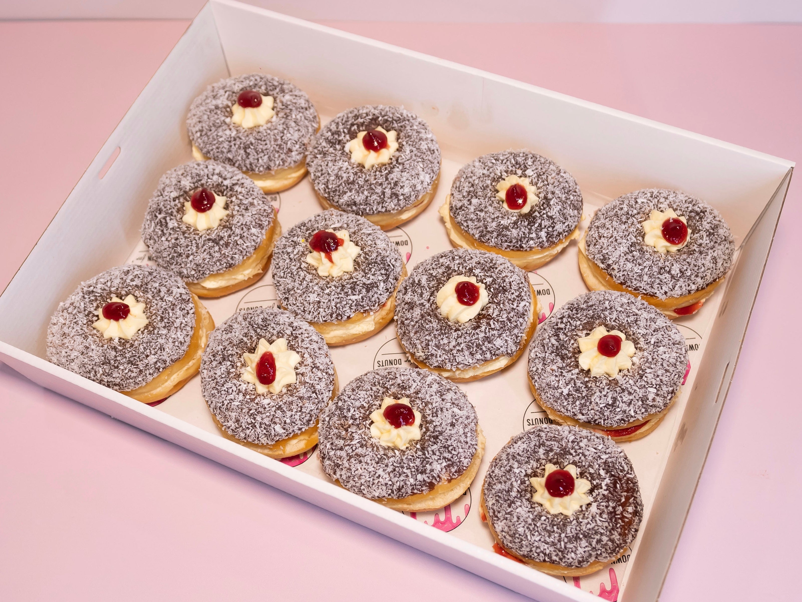 12 Chocolate Lamington Donuts