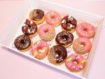 Load image into Gallery viewer, 12 Chocolate / Strawberry Glazed Donuts
